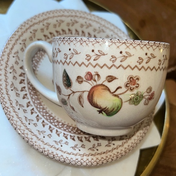 Vintage Johnson Bro Fruit Sampler Cup + Saucer Staffordshire Old Granite England - Picture 12 of 13